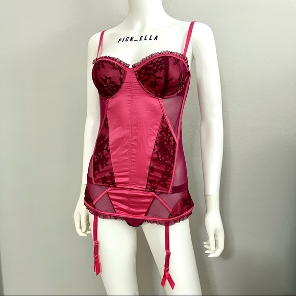 36C 2pc Vs Victoria’s Secret Sexy Little Things Bustier Corset with garter Skirt - Picture 2 of 16